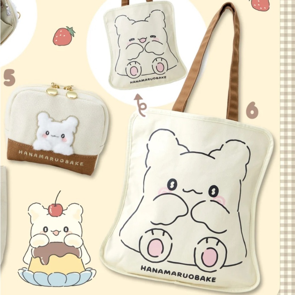 Sanrio Hanamaruobake Tote and Pouch Set | Double-Sided Tote | Kawaii | Wallet